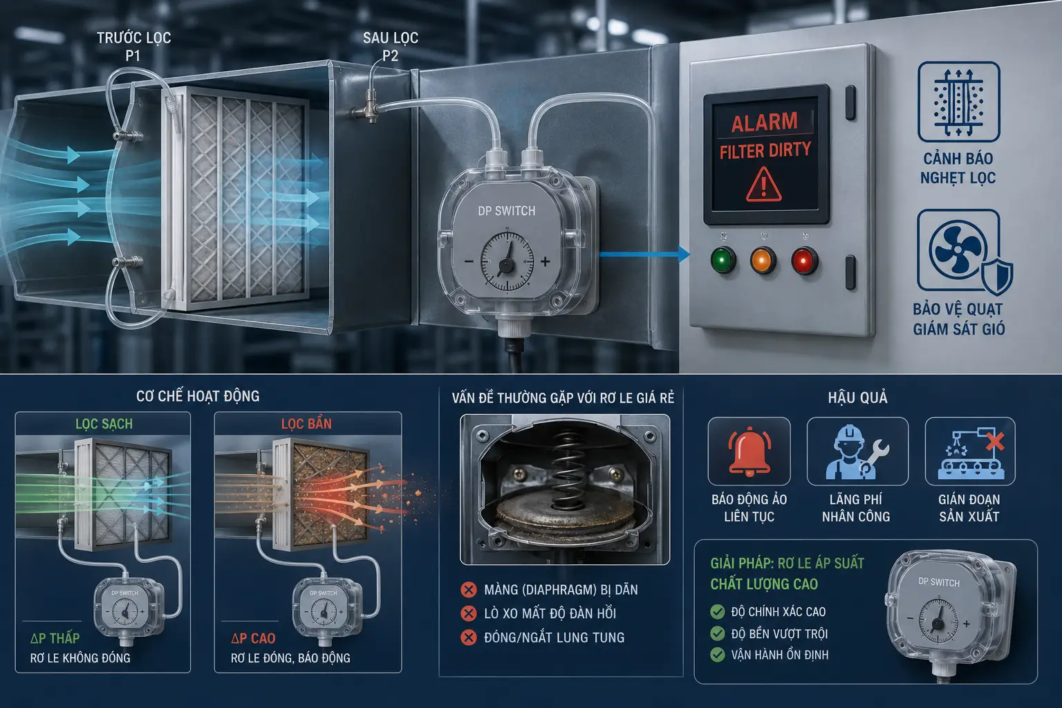 Top 5 công tắc áp suất gió HVAC chuẩn kỹ thuật